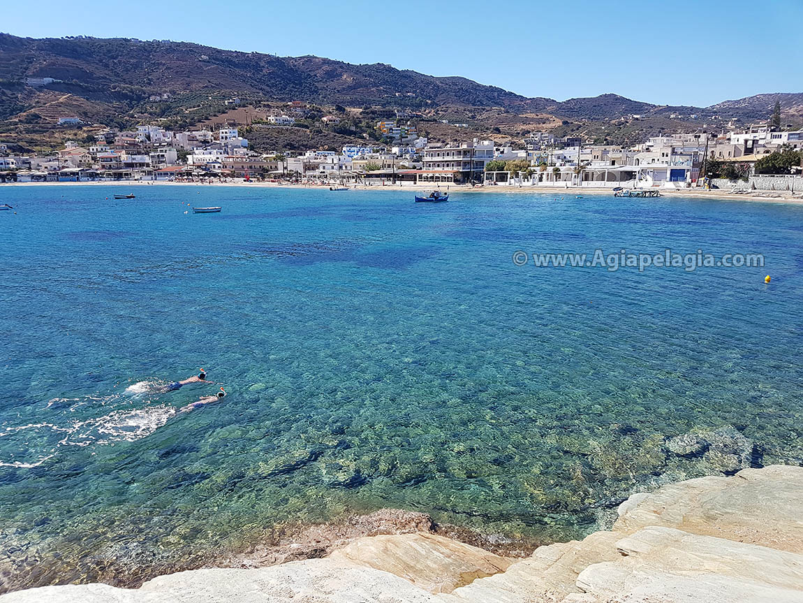 snorkelling in the crystal clear sea water of the beach of Agia Pelagia