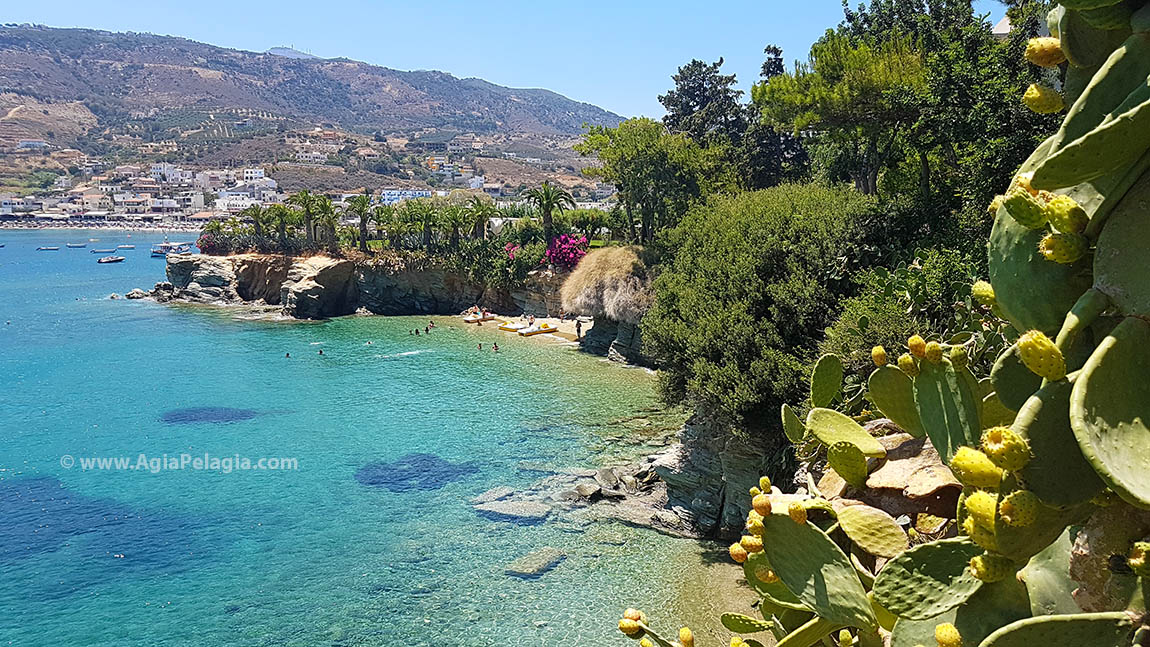 the beach of Fylakes and in the backround the beach of Agia Pelagia
