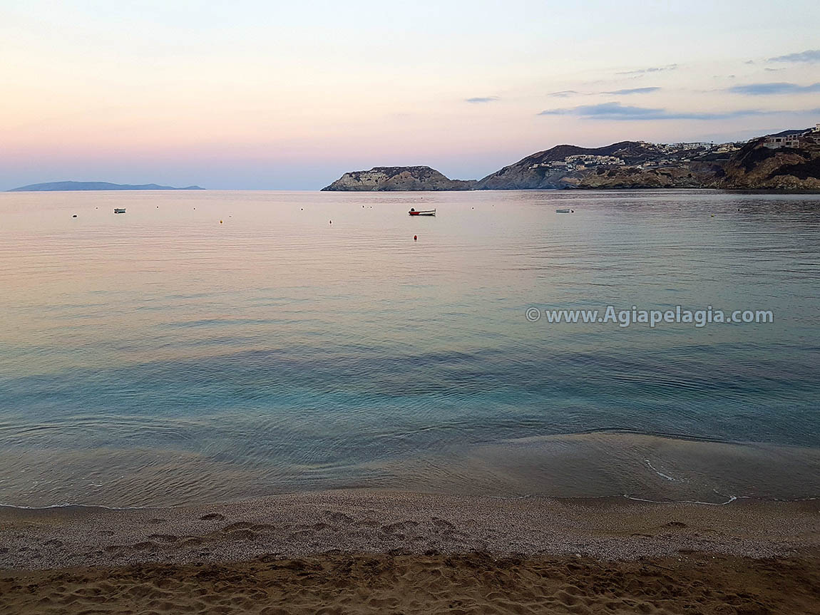 night photo of Agia Pelagia beach