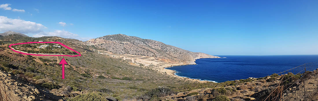 location of the real estate villa property - view to the beach from the land plot