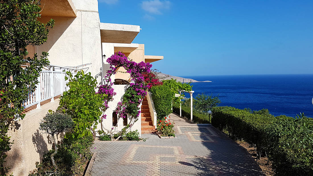Villa property for sale by the owner in Agia Pelagia Crete - external view of the property garden