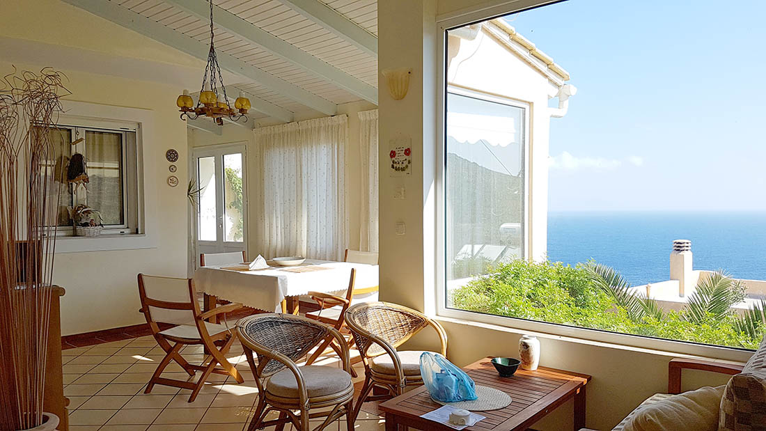 Villa property for sale by the owner in Agia Pelagia Crete - view to the sea from the villa's living room