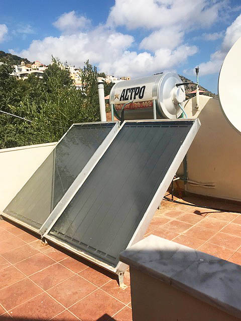 Rogdia (Rodia) villa for sale - villa's solar heating panels